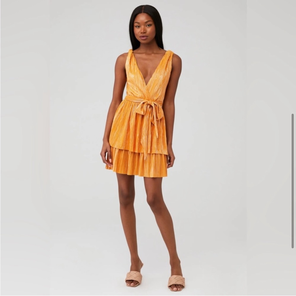 Sabina Musayev Alma Dress Mandarin Mini Size small Gold Metallic